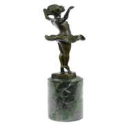 Classy Girl Ballerina Bronze Statue on Marble Base Sculpture