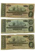 3 $20 Confederate Notes Feb 17 1864