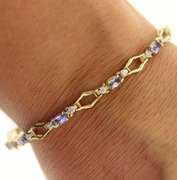 Pretty Yellow Gold Blue Topaz Bracelet