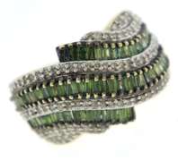 Stunning 14kt YG IR Green Baguette & Diamond Ring