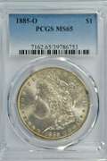 Solid Gem BU 1885-O Morgan Silver Dollar. PCGS MS65