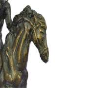 Cowboy Horse Bronze Sculpture on Marble Base Figurine