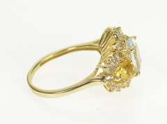 14K Yellow Gold Ornate Tri Colored Cubic Zirconia Oval Cocktail Ring