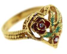 Vintage 14KT gold Red Rose Ring