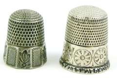 2 Excellent Antique Sterling Silver Thimbles