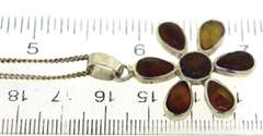 Sterling Silver Amber Flower Necklace