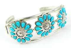 Running Bear Navajo Sterling Turquoise Cuff Bracelet