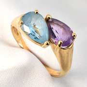 Blue Topaz and Amethyst Ring