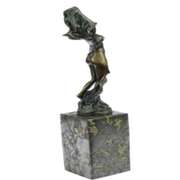 Nude Girl Bronze Statue on Marble Base Figure