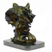 Wild Wolf Bronze Bust Sculpture