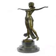 Belly Dancer Bronze Figurine on Marble Base Sculpture