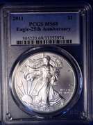 2011 25th Anniv MS69 Silver Eagle, PCGS