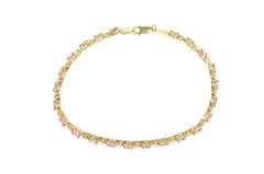 14K Yellow Gold Oval Pink Topaz X Link Tennis Bracelet