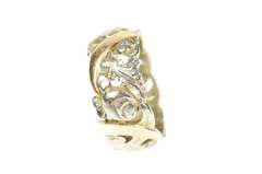 14K White Gold 9.3mm Victorian Etched Scroll Wedding Band Ring
