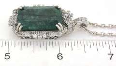 Glittering Massive 24.15CTS Emerald & White Sapphire Necklace in Sterling Silver