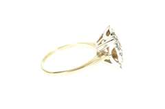 10K Yellow Gold Diamond Encrusted Retro Squared Statement Ring