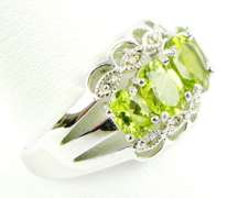 Stellar Sterling Peridot Ring, Size 11.5