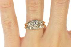 14K Yellow Gold 0.50 Ctw Diamond Bridal Set Retro Engagement Ring