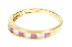 14K Yellow Gold 0.44 Ctw Ruby Diamond Channel Wedding Band Ring