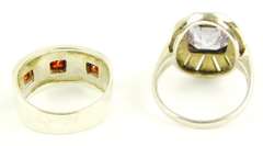 2 Sterling Gemstone & Marcasite Rings, Size 6