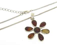 Sterling Silver Amber Flower Necklace