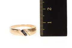 10K Rose Gold Black Diamond Inset Unique Wedding Band Ring