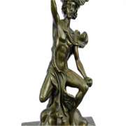 Real 100% Bronze Flying Mercury Caduceus Messenger God Bronze Marble Sculpture