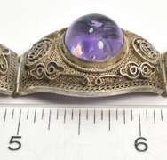 Ornate Vintage Amethyst Bracelet in Sterling Silver