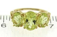 Gorgeous Lime Quartz 3 Stone Ring