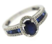 Stunning Blue Sapphire & Diamond Halo Ring