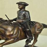 Soldier on Horse Bronze Statue on Marble Base Sculpture