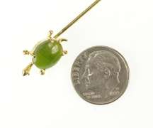 Gold Filled Retro Oval Nephrite Jade 3D Turtle Stick Pin