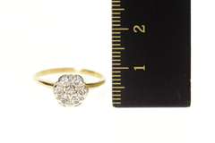 10K Yellow Gold Round Classic Diamond Cluster Statement Ring