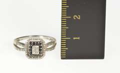 10K White Gold Black & White Diamond Halo Promise Engagement Ring