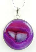 Huge Purple Geode Sterling Pendant & Long Chain