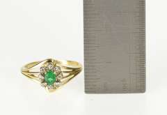 14K Yellow Gold 0.25 Ctw Emerald Diamond Halo Engagement Ring