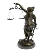 Blind Justice Lady Bronze Sculpture on Marble Base Statue