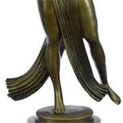 Belly Dancer Bronze Figurine on Marble Base Sculpture