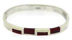 Red Jasper Inlat Hingled Bangle Bracelet