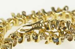 14K Yellow Gold Diamond Sapphire Inset Classic Tennis Bracelet