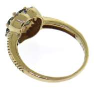 Green Topaz Cluster & Diamond Accent Ring