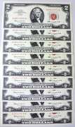 (9) Gem Crisp 1963 $2 Red Seal Notes Consecutive Serial Numbers!