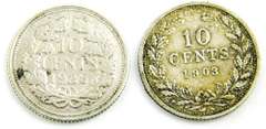2 Netherland Silver 10 Cent Coins