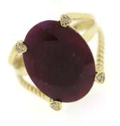 Charming Treated Ruby w Diamond Accent Ring