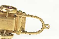 14K Yellow Gold 3D Victorian Decorative Wheeled Cart Charm/Pendant