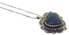 Serling Silver Blue Gemstone Heart Shaped Necklace