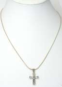 Cross Pendant with CZs and Chain in Sterling Silver