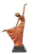 Dancer Bronze Sculpture on Marble Base Figurine