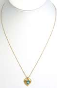 Elegant Topaz Heart Pendant & Chain, 14KT