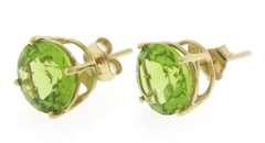 Nice Yellow Gold 8mm Peridot Stud Earrings